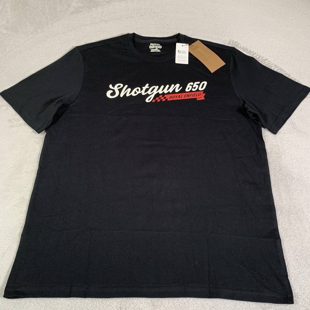 Royal Enfield Shirt Mens Large Black Shotgun 650 Graphic Tee Motorcycle NEW